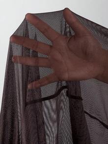 Zestiva Women's Floral Print Ruched Asymmetric-Shoulder Fitted Long Beach Cover Up Dress, Spring/Summer - Black - View 8