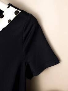 GlowEve Women's Fashion Polka Dot Bow Tie Waist Ruched Casual T-Shirt Top, Versatile For Spring/Summer - Multicolor - View 5