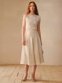 MOTF PREMIUM FASHIONABLE NEW KOREAN STYLE PATCHWORK ASYMMETRICAL TEXTURED DESIGN LOOSE WOMEN TOP - Apricot - View 4