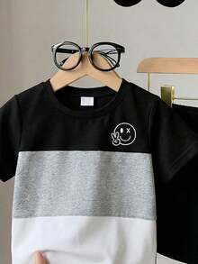 SHEIN Playful Pals 2件套婴幼儿男女通用0-3岁男童女童单色印花短袖T恤和短裤套装，舒适休闲日常时尚运动服，适合室内、室外、日常、运动、玩耍、聚会、摄影、度假、街头服饰等场合。 - 彩色 - 查看 5