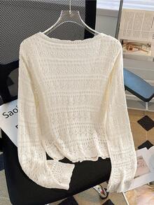 GlowEve Neue europäische und amerikanische Mode gemischte Farbe elegante vielseitige gestrickte Strickjacke - Khaki - Übersicht 2