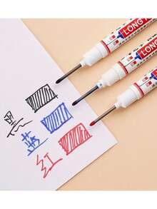 SHEIN 4pcs Long Headed Marker Pen Deep Hole Long Nib Head Markers 2cm/0.78in For Metal Perforating Pen Waterproof Bathroom Woodworking Decoration