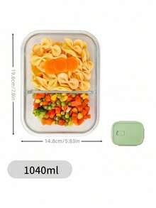 1pc Glass Meal Prep Containers, Transparent Microwave Rectangular Food Storage Boxes, Lunch Box For Office Workers, Home Use - Green - View 9