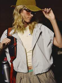 SHEIN Unity Women's Zipper Front Hooded Summer Fashion Sports Jacket - Light Grey - View 1