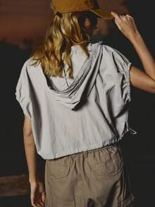 SHEIN Unity Women's Zipper Front Hooded Summer Fashion Sports Jacket - Light Grey - View 2