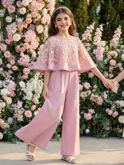 SHEIN Tween Girls' Knit Star Print Overalls, Fashionable For Back To School, Personalized Outfit, Suitable For Spring, Summer, Autumn