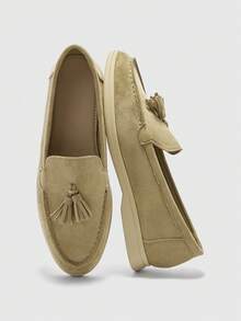 CUCCOO BIZCHIC 女士海军蓝绒面革舒适休闲乐福鞋，多功能平底套脚鞋，适合户外、通勤、工作和日常穿着 - 淡綠 - 查看 5