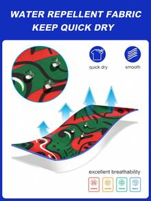 Horizaway 男士时尚全印花沙滩短裤，夏季男士图案泳裤，绿色男士泳裤，绿红抽象泳裤，男士红色街头风泳裤 - 紅色 - 查看 7