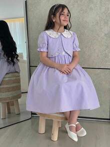 Tween Girls' Casual Floral Print Dress - Purple - View 4