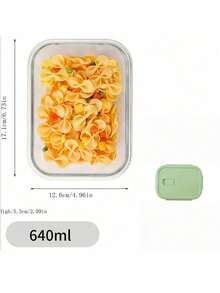 1pc Glass Meal Prep Containers, Transparent Microwave Rectangular Food Storage Boxes, Lunch Box For Office Workers, Home Use - Green - View 10