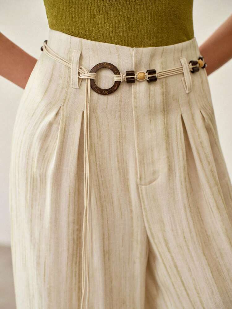 WOMEN'S TIE-DYE LINEN-LIKE WIDE LEG PANTS WITH DECORATIVE BELT