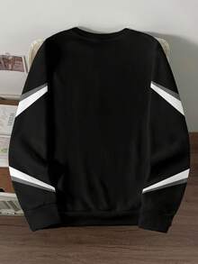 StoneGrade 时尚撞色印花宽松套头卫衣，约会、派对必备单品，送给男朋友的理想礼物 - 黑色 - 查看 2