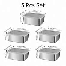 3pcs 10in Covered Stainless Steel Baking Tray, Food Storage Set - Square, Manually Covered, Hand Washed - Suitable For Meal Preparation And Outdoor Picnics - متعدد الألوان - مشاهدة 15