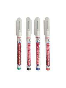 SHEIN 4pcs Long Headed Marker Pen Deep Hole Long Nib Head Markers 2cm/0.78in For Metal Perforating Pen Waterproof Bathroom Woodworking Decoration