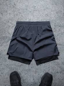 Manfinity Sport Corelite Bộ đồ nam thường ngày in họa tiết tay raglan và quần short, thích hợp cho mùa hè. - Đỏ - Xem 7