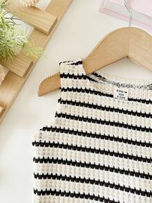 SHEIN Babygirl Casual Summer Cute Striped Camisole And Elastic Waist Shorts Set - Multicolor - View 8