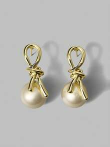 Ontre 1对酒红色几何吊坠耳环 - 香檳色 - 查看 4