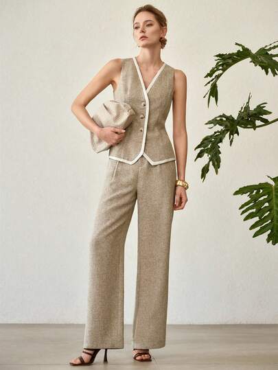 MOTF PREMIUM WOMEN'S SPRING/SUMMER MIXED FLORAL CHIFFON CONTRAST RIBBON FITTED SLEEVELESS V-NECK TANK TOP