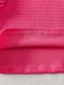 2pcs/Set Young Girls Light Pink Ruffle Collar Top & 3D Butterfly Floral Denim Pants Summer Outfit, School Back-To-School Casual Fashion Jeans Set - Watermelon Pink - View 6