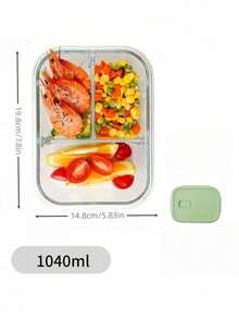 1pc Glass Meal Prep Containers, Transparent Microwave Rectangular Food Storage Boxes, Lunch Box For Office Workers, Home Use - Green - View 8