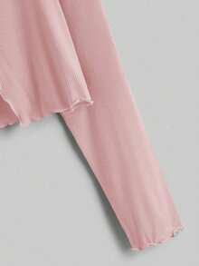 Sunspun Plus Size Women's Sexy Lightweight Tie-Front Cardigan, Long Sleeve, Versatile Pink T-Shirt, Spring/Summer/Autumn - Pink - View 4