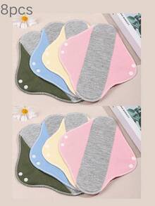 8-Pack Reusable Sanitary Pads - 7.9 X 9-Inch Graphene Pads With Wings, Washable Cloth Pads For Postpartum, Period Underwear, Menstrual Underwear, Postpartum Underwear, Ideal Christmas Gift, Postpartum Essentials - Multicolor - View 10