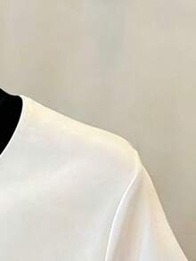 Resyla 女士撞色滚边休闲修身短袖T恤，夏季 - 白色 - 查看 3