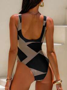 SHEIN Swim Phụ nữ một mảnh Cắt ra Khối Màu Thanh lịch - Nhiều màu - Xem 2