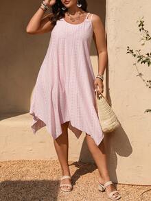 EMERY ROSE 夏季度假流行休闲镂空提花针织吊带连衣裙 - 粉色 - 查看 5