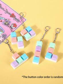 MINKOJA 1个Joivida简约彩色键盘指尖玩具，4键立方体减压钥匙扣，可挂在车包上，帮助成人集中注意力放松，是送礼佳品。 - 彩色 - 查看 2