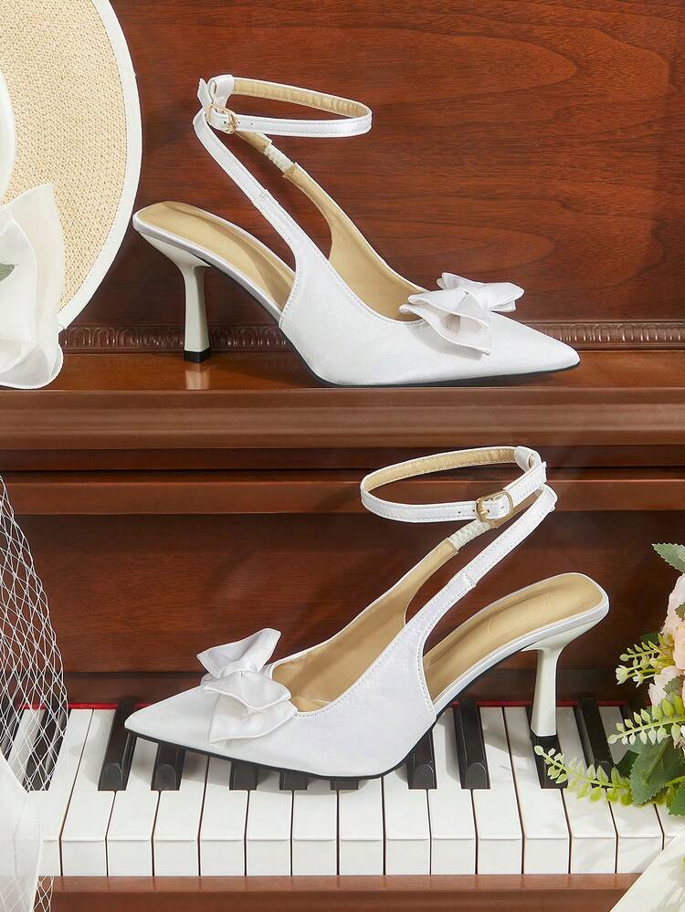 CUCCOO HITCHD Women's Elegant Pointed Toe High Heel Shoes With Layered Bow Ankle Wrap Design, Romantic And Sweet Wine Red Heels For Dates, Afternoon Tea, Work Spring Shoes Spring Break Easter Prom Heels For Christmas Valentine's Day Elegant Shoes