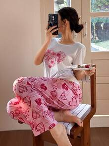 Dream Adore 两件套爱心印花女童短袖睡衣套装 - 彩色 - 查看 5