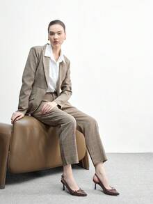 CUCCOO BIZCHIC Giày nữ, giày cao gót nhọn màu nâu, quai chéo, quai hậu, thời trang, đa năng, phù hợp đi làm hàng ngày, giày cao gót quai hậu cho nữ, giày nữ ngày Valentine. - Sôcôla nâu 1 - Xem 6