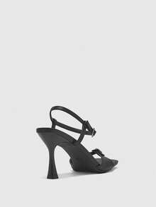 CUCCOO BIZCHIC Sandal Wanita Seksi Hak Kitten dengan Tali Silang dan Gesper, Musim Panas - Hitam - View 6