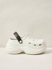 Cuccoo Ladies White And Black Breathable Hole Shoes Can Be DIY Shoe Flower Decoration Outdoor Beach Casual Sandals Bag Head Slippers Valentine's Day - White Black - View 2