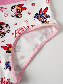 THE POWERPUFF GIRLS X SHEIN Women's Cute Cartoon Print Comfortable Panties - White - View 3