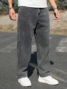 Manfinity Homme Quần jean denim nam thường ngày, kiểu dáng giản dị, có túi. - Nhiều màu - Xem 4