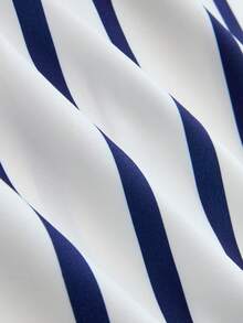 Franclia Women's Elegant Commuter Casual Striped 2 Pieces Set - Blue - View 3