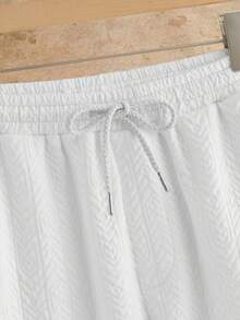 HIMLAND Loose Fit Men's Notched Neck Top And Drawstring Waist Pants Set - White - View 5