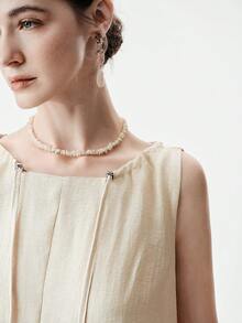 SHEIN LUNE Damen Lässig ärmelloses einfarbiges Kleid, Sommer - Hellgelb - Übersicht 5