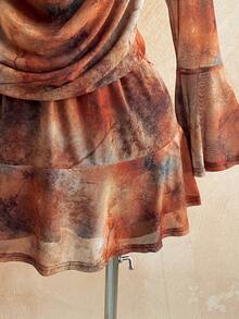 Soleia 女士深V领荷叶边复古度假约会迷你连衣裙 - 彩色 - 查看 5