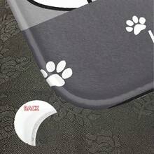 1PC Cat Pattern Gray Background Polyester Rectangular Plush Non-Slip Absorbent Mat, Suitable For Kitchen, Living Room, Bathroom, Entryway, Home Use - Grey - View 4