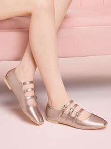 CUCCOO DOLLMOD 女士搭扣设计休闲百搭鞋 - 玫瑰金 - 查看 1