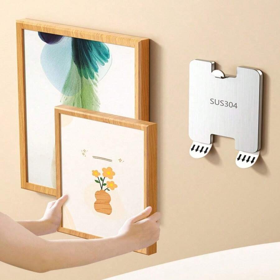1/3/6Pcs Stainless Steel Traceless Nail-Free Hook Multifunctional Picture Hook Photo Frame Fixed Punch-Free Album Hook - Multicolor - View 1