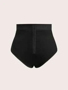 SHEIN CURVE+ Curve Plus High Waist Shapewear Panties - Black - View 3