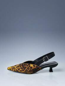 CUCCOO GRLICON Women's Pointed Toe Leopard Print Buckle Decor High Heel Pumps - متعدد الألوان - مشاهدة 2