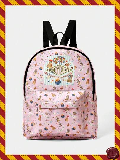 HARRY POTTER X SHEIN Cute Cartoon Pattern Backpack, Multifunctional, Lightweight, Portable, Large Capacity Backpack Suitable For Female College Students, University, Middle School, High School, Outdoor, Travel, Elementary School, Beginner, Office, Valentine's Day Gift