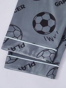 Boys' Panda Print Button-Front Long Sleeve Top And Pants Comfortable Pajama Set - Grey - View 8