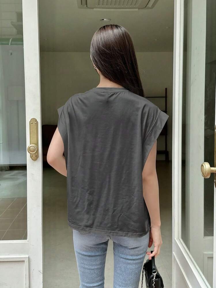 Women's Round Neck Batwing Short Sleeve T-Shirt