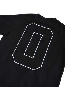 Manfinity Unisex Men's Black Casual Numeric Embroidery Short Sleeve T-Shirt And Shorts Set, Summer - Black - View 6